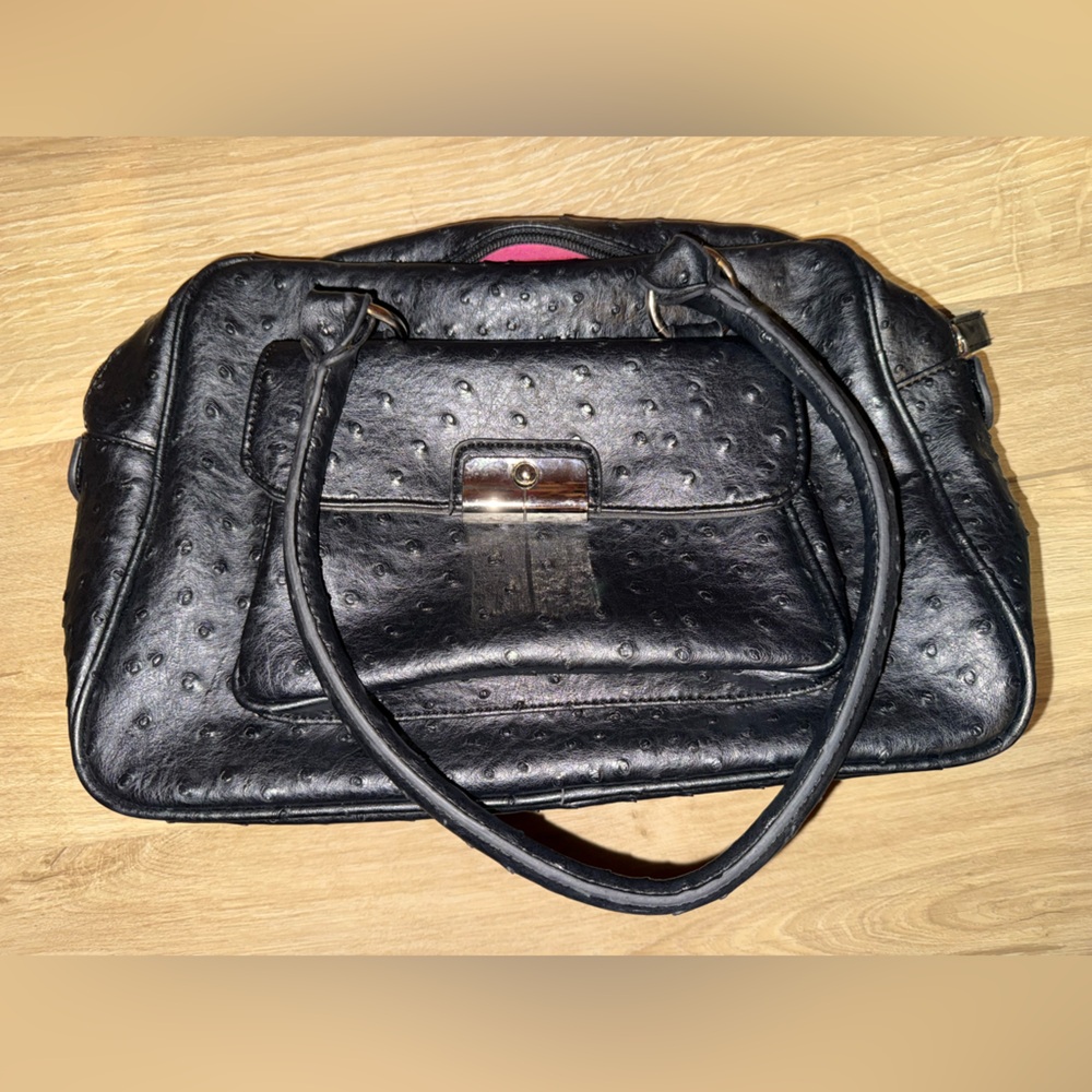 Alba‎ Black Textured Shoulder Bag